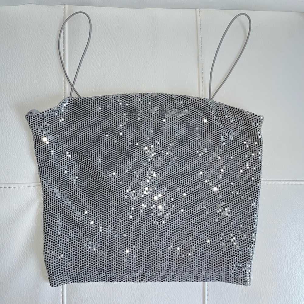 NWOT Forever 21 Sparkly Sliver Glitter Crop Top